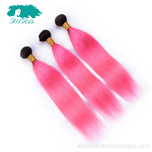 Pink Color Human Hair Bundles, Remy Hair Pink Color